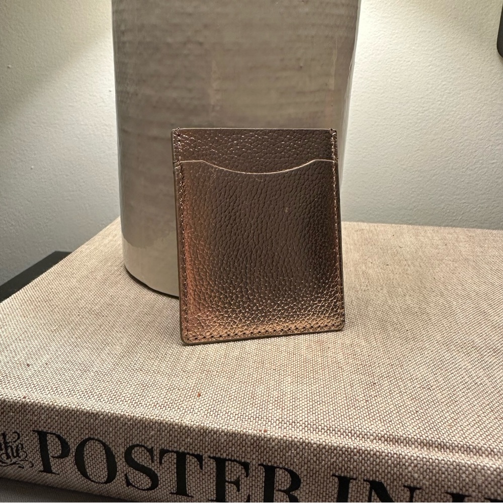 J. Crew NWT Rose Gold Leather Phone Card Holder - Picture 3 of 6